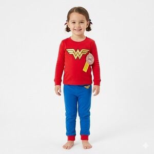 DC Comics Wonder Woman Toddler Girls' 2-Piece Pajama Set Red blue 2T